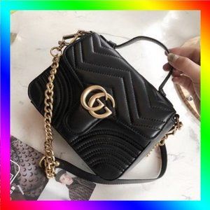 💥Gucci💥 GG Marmont Mini Top Handle Shoulder Bag Crossbody Bag Handbag